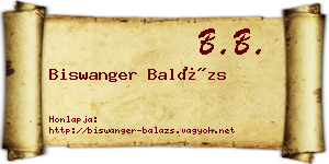 Biswanger Balázs névjegykártya